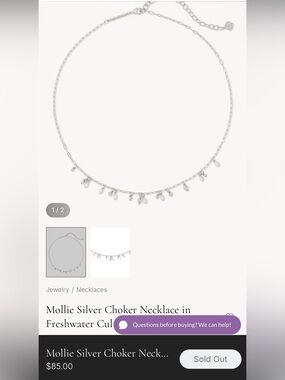 Kendra Scott Mollie Silver Choker Necklace with Pearls & Teardrop Charms